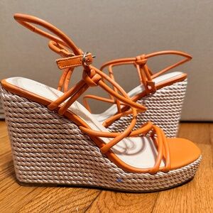 Marc Fisher Orange Strappy Wedge Sandals - Size 9.5